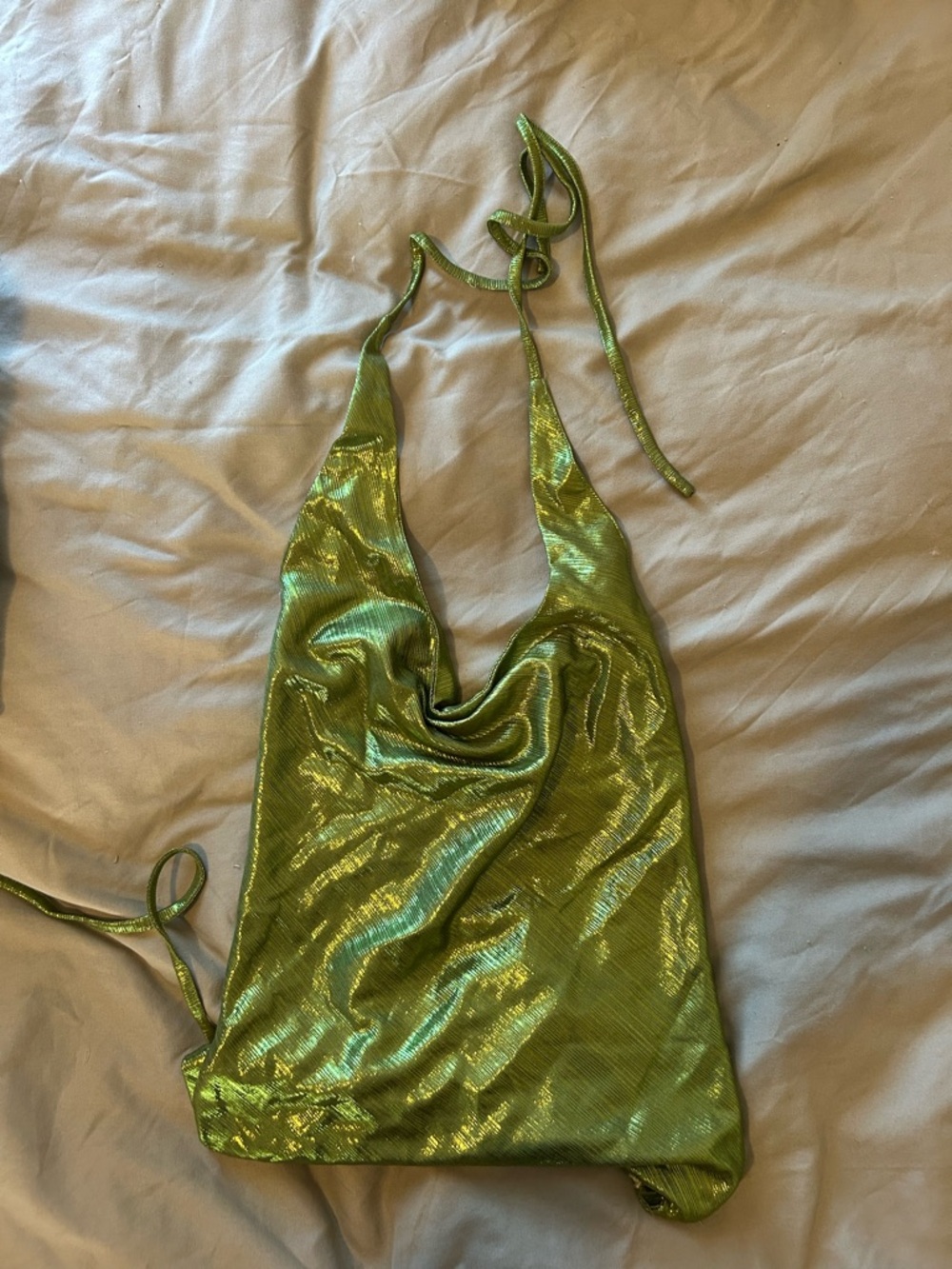Green Halter Crop Top